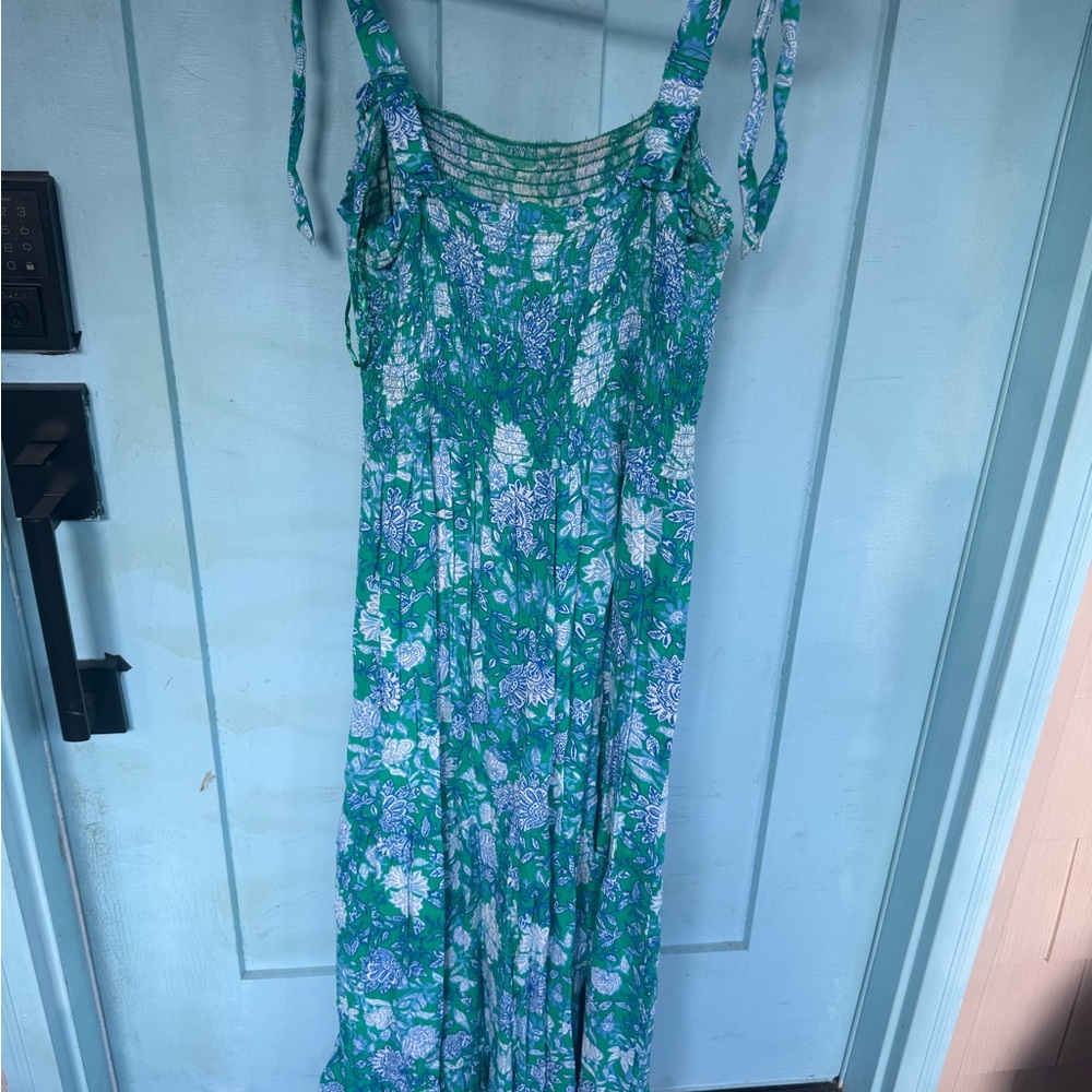 Floral Green and Blue Women's Dress